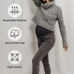 マタニティ デニムパンツ スキニー ブラック 黒