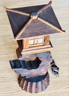 :☆昭和　レトロ 焼杉 行灯　灯籠　木製 昭和レトロ 大館工芸 秋田杉 焼杉 木製 木工 灯篭 灯籠 燈籠