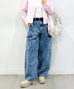 【GU】バレルレッグカーゴジーンズ S