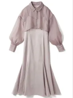 【未使用】 シアークロップド丈シャツXマーメイドキャミワンピースセットアップ M