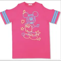 東京ディズニーリゾート×NiCORON ミッキー　Tシャツ　ネオンピンク