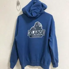 XLARGE ゴリラロゴ フード付きパーカー 青　M