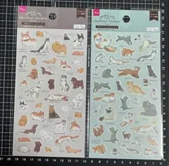 セット売り　犬　猫　金箔押し　シール　計２
