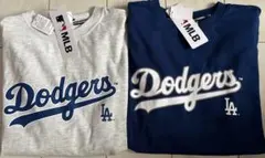 新品　Mサイズ　MLB ドジャース　ロゴ半袖Tシャツ ブルー　オートミール