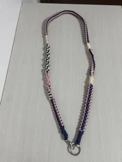 パラコード スマホショルダー ピンク×ネイビー×アイボリー125㎝