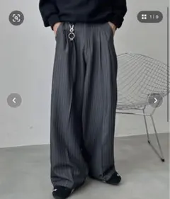 UNDERSTATEMENTs グレー ストライプ スラックス Lサイズ