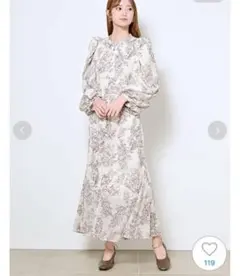 SNIDEL ハイネックヘムフレアプリントワンピース