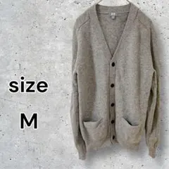 ユニクロ メンズカーディガン (M) ウール グレー ウールマーク 長袖