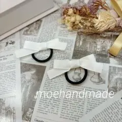 再販【ヘアゴム】白 ベビーキッズ リボン2点セット お受験 発表会 卒園式 6