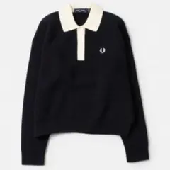 【完売品・訳あり】FRED PERRY リブ編みポロシャツ ニット グレー