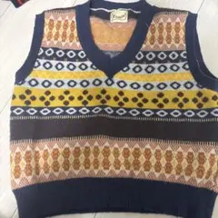 幾何学 マルチカラー ニットベスト