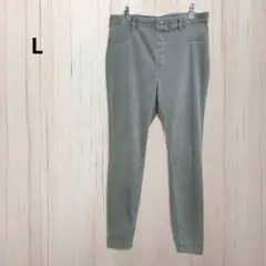 カジュアルパンツ スキニー L カーキ 総ゴム 楽ちん ストレッチ 古着