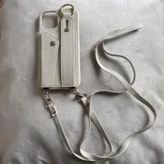 ホワイトショルダーストラップ付きスマホケース