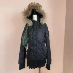 ファー付き黒ミリタリージャケット　y2k 平成ギャル　00s'