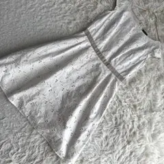 TOCCA 総レース 刺繍 ワンピース リボン フレア 襟付き Aライン 白 0 TOCCA 総刺繍 襟付きワンピース リボン フレア Aライン 花ボタン 白 0