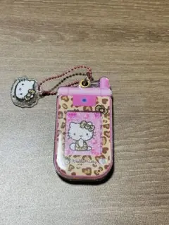 キティ　ガラケー　アクリルキーホルダー　豹柄