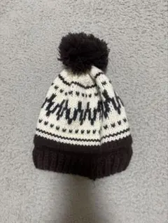 幾何学模様ポンポンニット帽 SHEIN