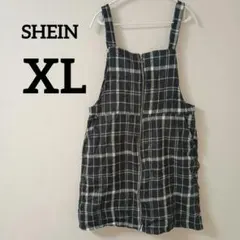 美品 SHEIN チェック柄 XL ワンピース ジャンパースカート 秋冬