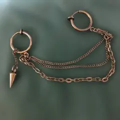 ノンホールピアス　２連　チェーン　コーン