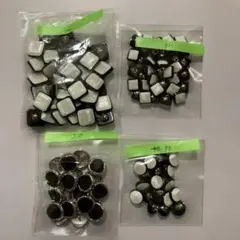 ボタン、ハンドメイドパーツ白黒光沢四角ボタン 複数パック