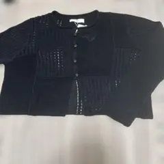 crop レース編み切替ボレロカーディガン　新品　Mサイズ　ブラック　長袖のサムネイル