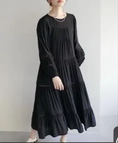 サラマリカ ジョイントレースフリルスリーブドレス ブラック - メルカリ
