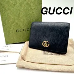 【極美品】✨グッチ 二つ折り財布 GGマーモント レザー 黒 456126 ミニ