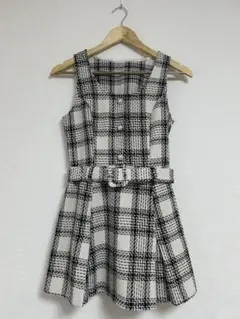 GRL グレイル　チェック柄 ツイード ワンピース ノースリーブ M