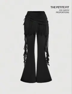 SHEIN フレアパンツ ラップスタイル 黒 150-160cm