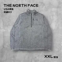 ノースフェイス刺繍ロゴ ベターセーター調フリース ハーフジップ グレーXXL相当