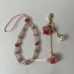 スマホストラップ　ピンク