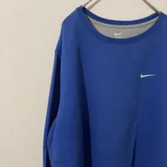 00s Nike ブルー スウェット トレーナー ワンポイント 刺繍 裏起毛