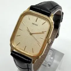 新品電池交換済　SEIKO　腕時計　新品ベルト　クォーツ　スクエア　ゴールド