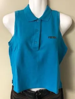 【FENDI/イタリア製】ノースリーブ ポロシャツ ブルー（レディース）