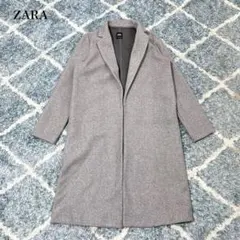 ザラ チェスターコート(M)グレー ロング シンプル 大人カジュアル　体型カバー