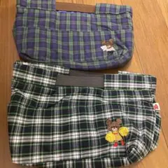 チェック柄 バッグインバッグ くまのがっこう フェリシモ ジャッキー 2点セット