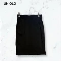 a4074 ユニクロ タイトスカート 黒 S スウェット 膝丈 ポケット 春夏秋のサムネイル