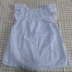 水色ストライプ フリル袖 トップス 130