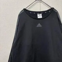 アディダス　スウェット　ロゴ　ブラック　アメリカ古着　L 3800