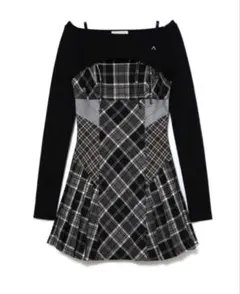 新品 andmary Nadia check pleats mini dress