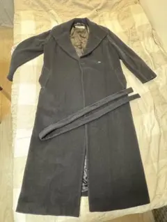 最高級アンゴラ混✨マレーラ イタリア製 バージンウール ベルト付コート 黒