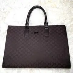 GUCCI GGキャンバス トートバッグ ビジネスバッグ ブラウンのサムネイル