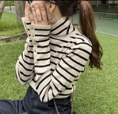 ディスコート　リブ袖口ボタンタートル