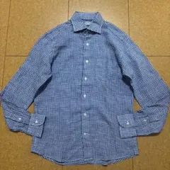 極美品　ETONNE エトネ　麻100％　ギンガムチェック　シャツ　長袖　S