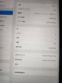 Ipad Pro 2021 M1 3世代 1TB ジャンク