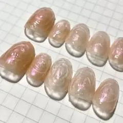 【現品販売】オーバルS ピンクパールネイルチップ 10個セット