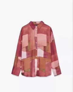 サテン ジオメトリック プリントシャツ zara ザラ