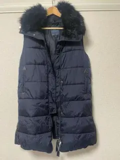 週末値下げ☆リアルファー黒ダウンベスト 週末値下げ☆リアルファー黒ダウンベスト