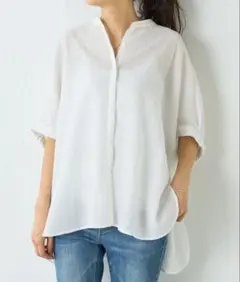 BEARDSLEY 26SS ⭐︎美品⭐︎シアーカラーレスシャツ ライトグレー 
