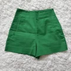 ZARA グリーン ハイウエスト ショートパンツ